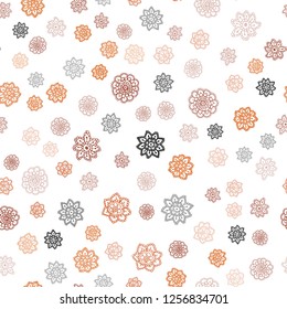 Dark Orange vector seamless layout with bright snowflakes. Snow on blurred abstract background with gradient. Pattern for design of fabric, wallpapers.