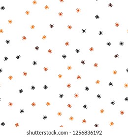 Dark Orange vector seamless layout with bright snowflakes. Shining colorful illustration with snow in christmas style. Pattern for design of fabric, wallpapers.