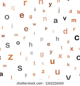 Dark Orange vector seamless layout with latin alphabet. Shining colorful illustration with isolated letters. Pattern for design of fabric, wallpapers.