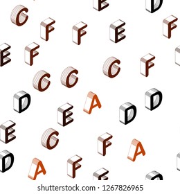 Dark Orange vector seamless layout with 3D latin alphabet. Abstract illustration with colorful 3D latin alphabet. Template for business cards, websites.