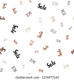 Dark Orange vector seamless layout with discount of 30, 50, 70%. Colorful set of  percentage signs in simple style. Backdrop for super sales on Black Friday.