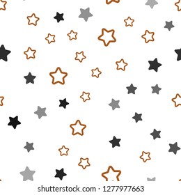 Dark Orange vector seamless layout with bright stars. Blurred decorative design in simple style with stars. Pattern for trendy fabric, wallpapers.