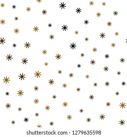 Dark Orange vector seamless layout with bright snowflakes. Shining colorful illustration with snow in christmas style. Texture for window blinds, curtains.