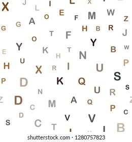 Dark Orange vector seamless layout with latin alphabet. Abstract illustration with colored latin alphabet. Pattern for trendy fabric, wallpapers.