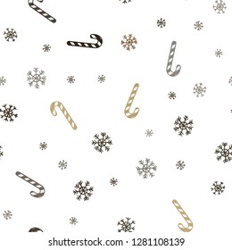 Dark Orange vector seamless layout with christmas sweet desserts.
