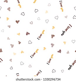 Dark Orange vector seamless layout with sweet hearts. Illustration with hearts in love concept for valentine's day. Pattern for carnival, festival romantic leaflets.