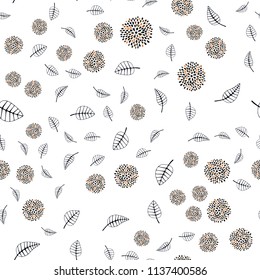 Dark Orange vector seamless natural artwork with leaves and flowers. Brand new colored illustration with leaves and flowers. Completely new template for your design.
