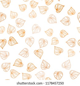 Dark Orange vector seamless natural artwork with leaves. leaves on blurred abstract background with gradient. Pattern for design of fabric, wallpapers.