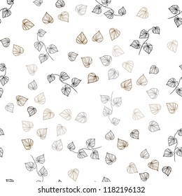 Dark Orange vector seamless natural background with leaves. An elegant bright illustration with leaves in Natural style. Design for textile, fabric, wallpapers.