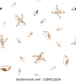 Dark Orange vector seamless natural backdrop with leaves. Blurred decorative design in Indian style with leaves. Pattern for trendy fabric, wallpapers.