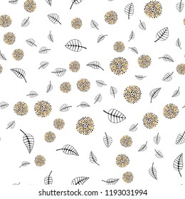 Dark Orange vector seamless natural backdrop with leaves, flowers. An elegant bright illustration with leaves and flowers. Pattern for design of window blinds, curtains.