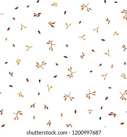 Dark Orange vector seamless natural pattern with leaves. Colorful illustration in doodle style with leaves. Pattern for design of fabric, wallpapers.