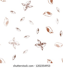 Dark Orange vector seamless natural background with leaves. leaves on blurred abstract background with gradient. Trendy design for wallpaper, fabric makers.