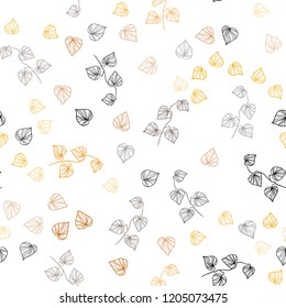 Dark Orange vector seamless natural background with leaves. Brand new colored illustration in blurry style with leaves. Pattern for design of window blinds, curtains.