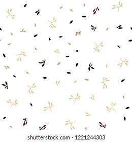 Dark Orange vector seamless natural pattern with leaves. Colorful abstract illustration with leaves in doodle style. Template for business cards, websites.