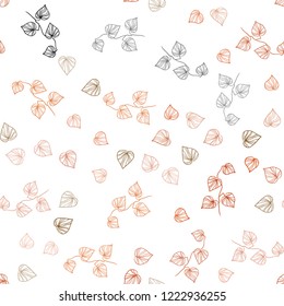 Dark Orange vector seamless natural artwork with leaves. Brand new colored illustration in blurry style with leaves. Template for business cards, websites.