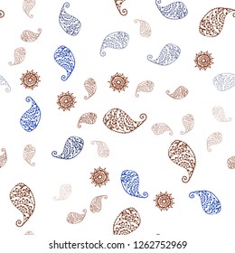 Dark Orange vector seamless natural pattern with leaves and flowers. Shining colored illustration with leaves and flowers. Pattern for design of fabric, wallpapers.