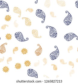 Dark Orange vector seamless natural artwork with leaves and flowers. Leaves and flowers with gradient on white background. Design for wallpaper, fabric makers.