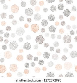 Dark Orange vector seamless natural artwork with flowers. Modern abstract illustration with flowers. Pattern for trendy fabric, wallpapers.
