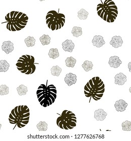 Dark Orange vector seamless natural background with flowers, leaves. Modern abstract illustration with leaves and flowers. Template for business cards, websites.