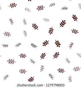 Dark Orange vector seamless natural pattern with leaves. Colorful abstract illustration with leaves in doodle style. Texture for window blinds, curtains.