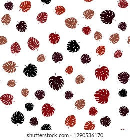 Dark Orange vector seamless natural artwork with leaves. An elegant bright illustration with leaves in Natural style. Pattern for design of fabric, wallpapers.