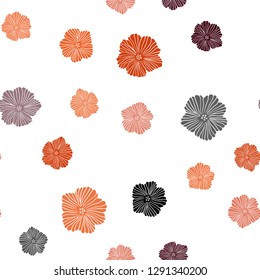 Dark Orange vector seamless natural artwork with flowers. Flowers with gradient on white background. Texture for window blinds, curtains.
