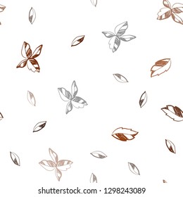 Dark Orange vector seamless natural background with leaves. Blurred decorative design in Indian style with leaves. Pattern for design of window blinds, curtains.