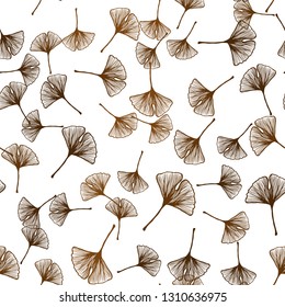 Dark Orange vector seamless natural background with leaves. A vague abstract illustration with leaves in doodles style. Template for business cards, websites.