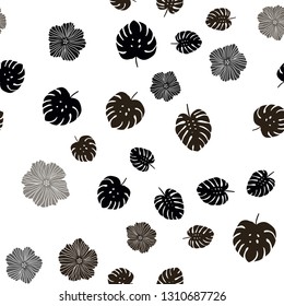 Dark Orange vector seamless natural backdrop with flowers, leaves. Illustration with doodles on abstract template. Template for business cards, websites.