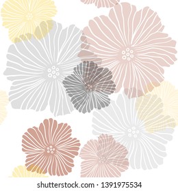Dark Orange vector seamless natural background with flowers. Glitter abstract illustration with flowers. Pattern for trendy fabric, wallpapers.