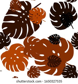 Dark Orange Vektorillustration nahtlose Naturkunst mit Blättern. Abstrakte Illustration mit Doodles und Blättern. Muster für trendige Stoffe, Tapeten.