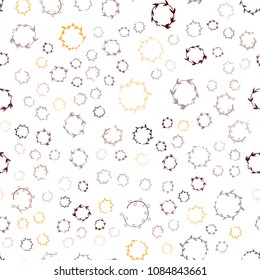 Dark Orange vector seamless  pattern with spheres. Modern abstract illustration with colorful water drops. Pattern can be used for futuristic ad, booklets.