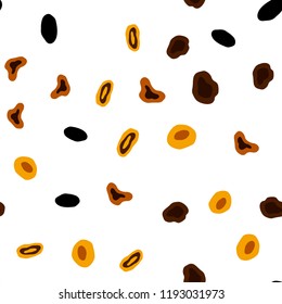 Dark Orange vector seamless pattern with spheres. Glitter abstract illustration with blurred drops of rain. Template for business cards, websites.
