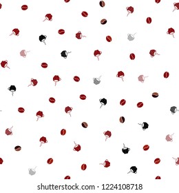 Dark Orange vector seamless pattern with coffee beans, cups. Gradient abstract collection of coffee cups and beans. Pattern for ads of breakfast, lunch, dinner.