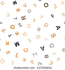 Dark Orange vector seamless pattern with ABC symbols. Colored alphabet signs with gradient on white background. Texture for window blinds, curtains.