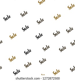 Dark Orange vector seamless pattern with sale signs. Illustration with signs of sales on abstract template. Pattern for ads, posters, banners of sales.