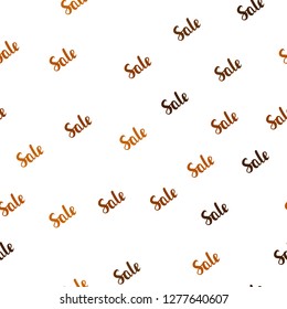 Dark Orange vector seamless pattern with sale signs. Colored words of sales with gradient on white background. Pattern for ads, posters, banners of sales.
