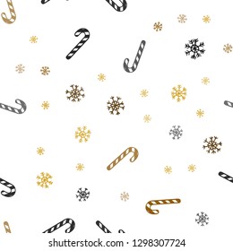 Dark Orange vector seamless pattern with delicious xmas candies.