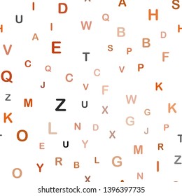 Dark Orange vector seamless pattern with ABC symbols. Shining colorful illustration with isolated letters. Texture for window blinds, curtains.