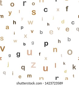 Dark Orange vector seamless pattern with ABC symbols. Abstract illustration with colored latin alphabet. Pattern for trendy fabric, wallpapers.