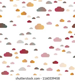 Dark Orange vector seamless template with sky, clouds. Illustration in abstract style with colorful clouds. Pattern for design of window blinds, curtains.