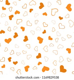 Dark Orange vector seamless template with doodle hearts. Hearts on blurred abstract background with colorful gradient. Pattern can be used for valentine's ad, booklets.