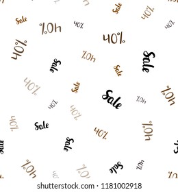 Dark Orange vector seamless template with 40% selling. Colorful set of  percentage signs in simple style. Template for season sales, shopping ads.