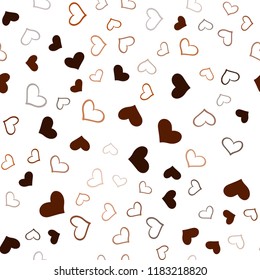 Dark Orange vector seamless template with doodle hearts. Hearts on blurred abstract background with colorful gradient. Pattern for carnival, festival romantic leaflets.