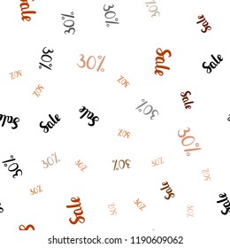 Dark Orange vector seamless template with 30% selling. Colorful set of  percentage signs in simple style. Design for business ads, commercials.