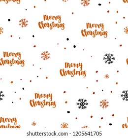Dark Orange vector seamless template with ice snowflakes. Modern geometrical abstract illustration with snowflakes. Pattern for design of window blinds, curtains.