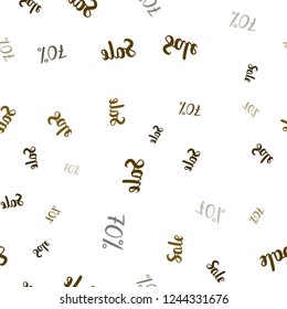 Dark Orange vector seamless template with 70% selling. Colored words of sales with gradient on white background. Pattern for ads, posters, banners of sales.