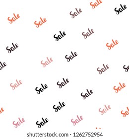Dark Orange vector seamless template with selling words. Shining colorful illustration with isolated selling prices. Design for business ads, commercials.