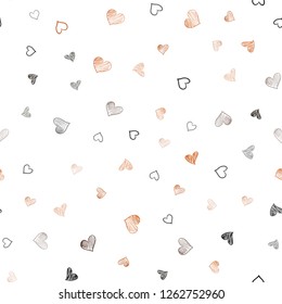 Dark Orange vector seamless template with doodle hearts. Glitter abstract illustration with colorful hearts in romantic style. Pattern for carnival, festival romantic leaflets.
